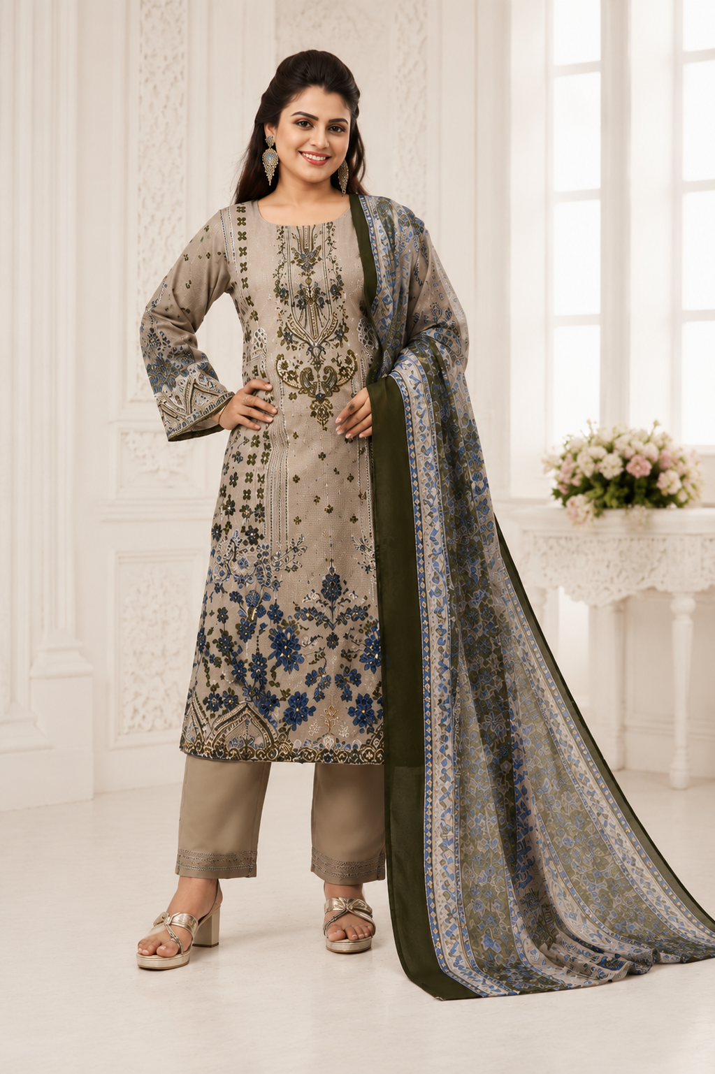 3 Piece Suit Set for Women | Elegant Ethnic Wear Kurta Pant Dupatta Set image 2